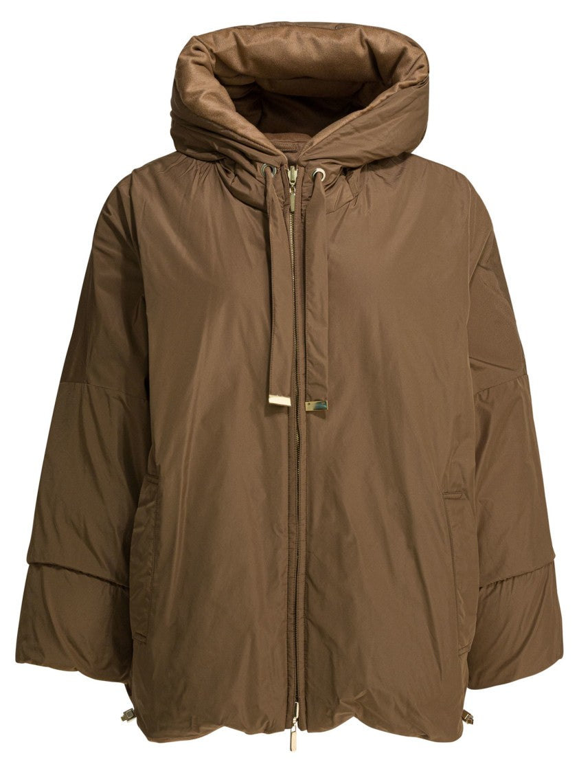 Max Mara Boxy Padded Jacket With High Collar And Reversible Texture