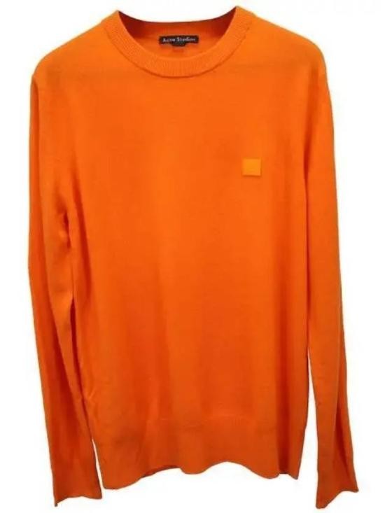Acne Studios Solid Bright Orange Long-Sleeved Crew Neck Shirt With Patch Detail