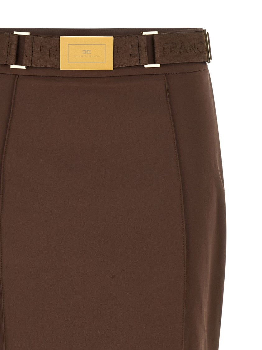 Elisabetta Franchi Belted Midi Skirt With Ribbed Detailing