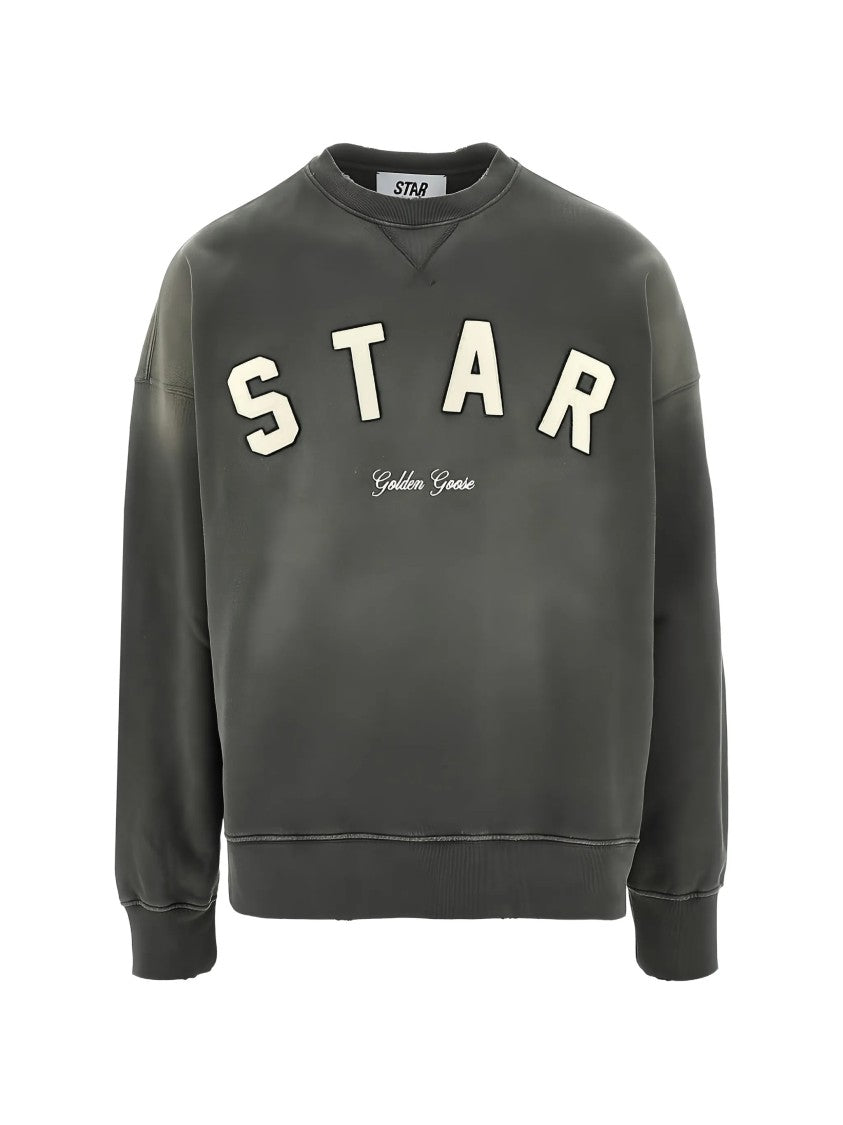 Golden Goose Star Boxi Crewneck Faded Black Cotton Sweatshirt