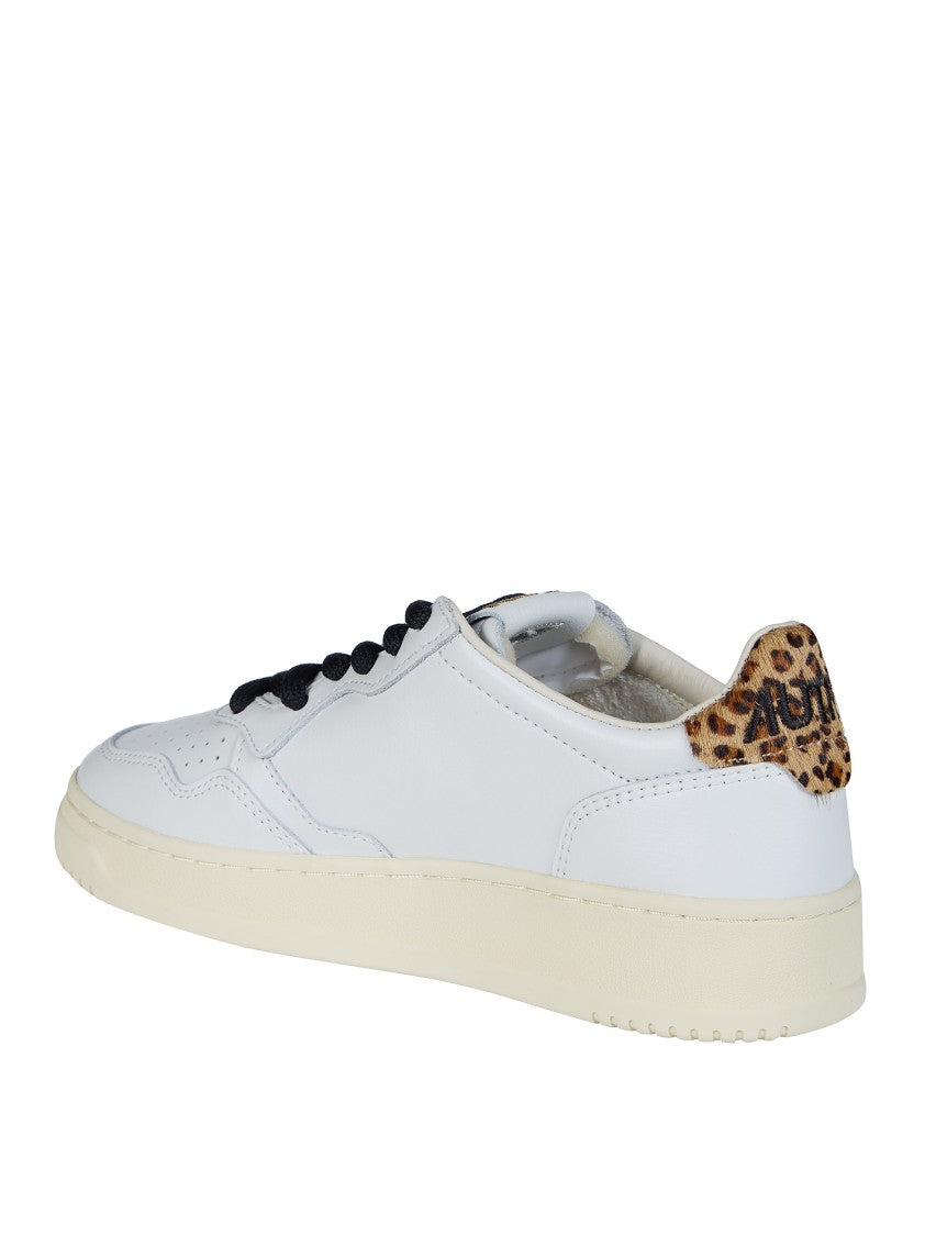 Autry White Medalist Low Leopard Print Leather Sneakers