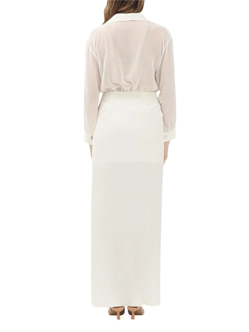 Simona Corsellini White Acetate Silk Long Dress