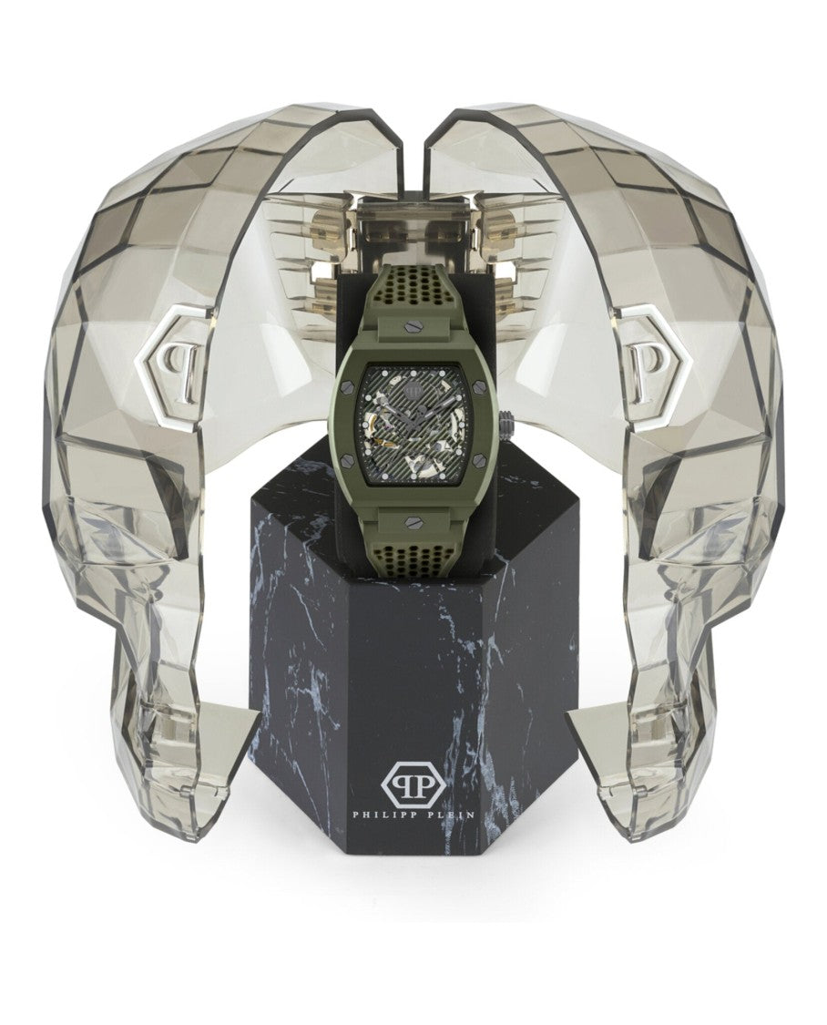 Philipp Plein Green Eco Ceramic Automatic Watch With Skeleton Dial