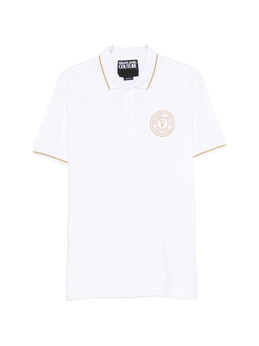 Versace Jeans Couture Short-Sleeved Polo Shirt With Gold Trim