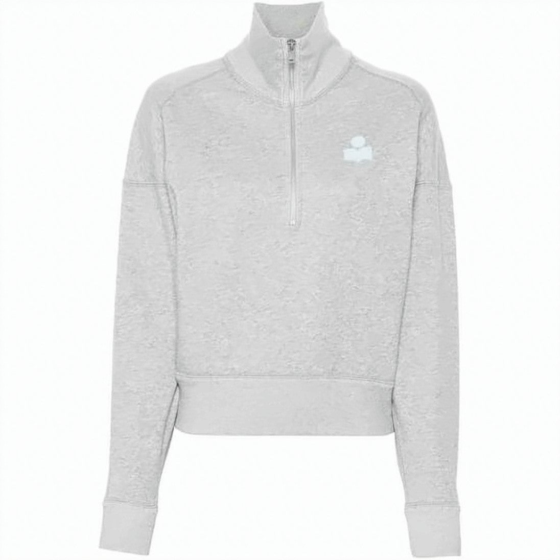 Isabel Marant Light Grey Half-Zip Sweatshirt With High Collar