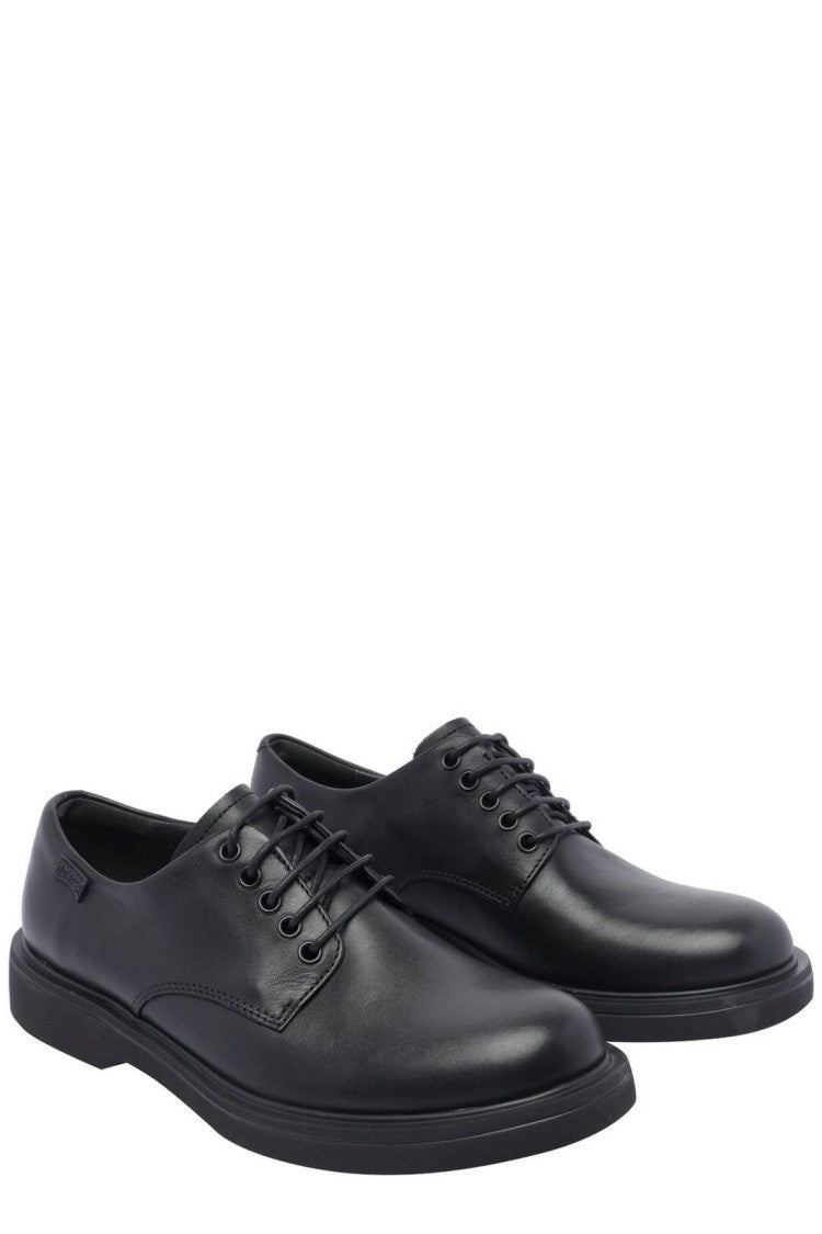 Camper Refined Black Leather Loafers With Elevated Eva Sole