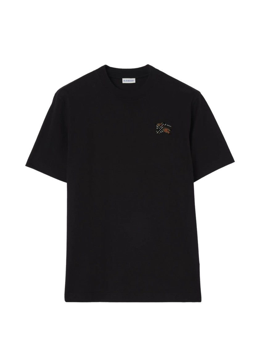 Burberry Black Seth Cotton Embroidered Logo T-Shirt