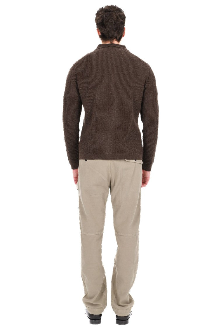 Barba Ribbed Wool Buttoned Shirt With Collar