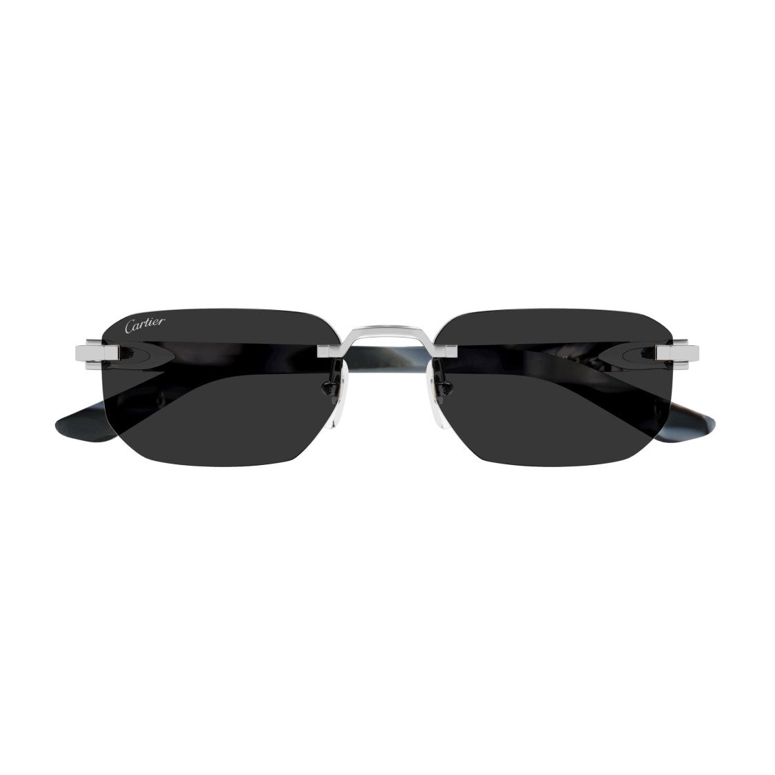 Cartier Rimless Rectangular Sunglasses With Marbled Temples
