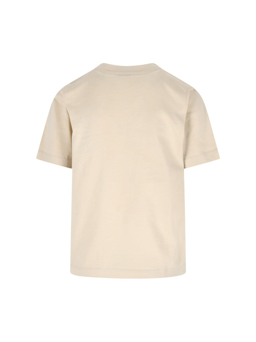 Burberry "Check" T-Shirt In Cream Cotton, Crew Neck