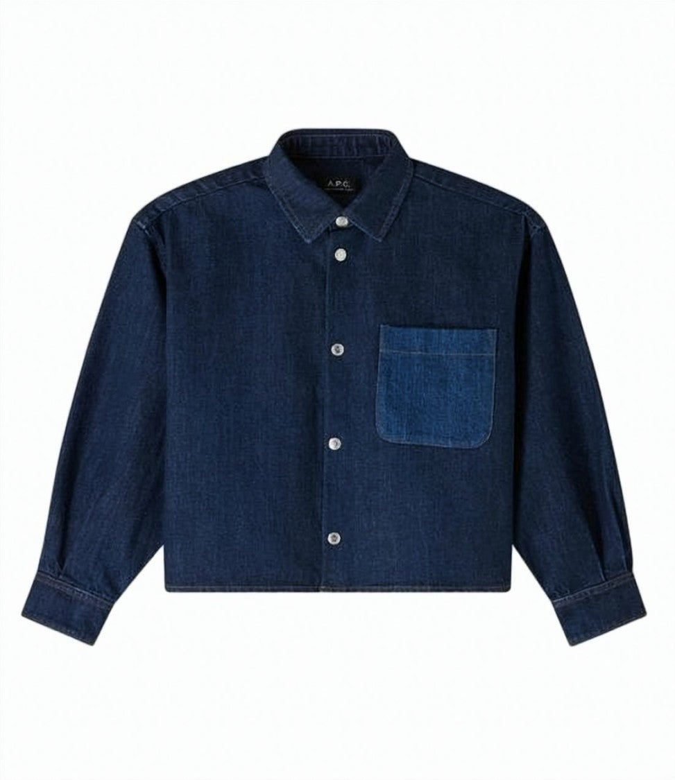 A.P.C. Cropped Denim Jacket With Classic Collar