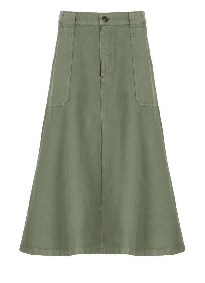A.P.C. Flared Green Cotton Skirt