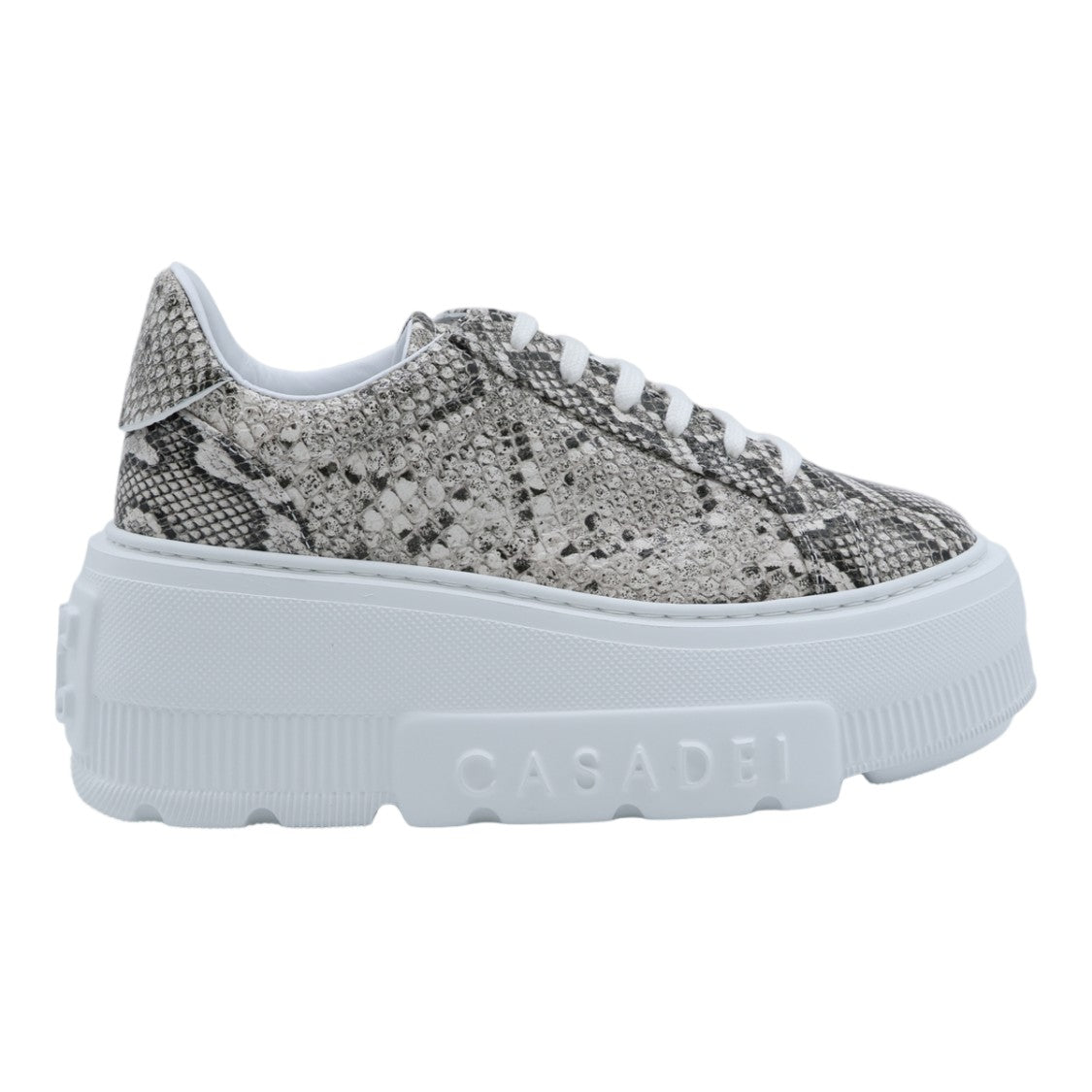 Casadei Textured Snakeskin Sneakers With Chunky White Platform Sole