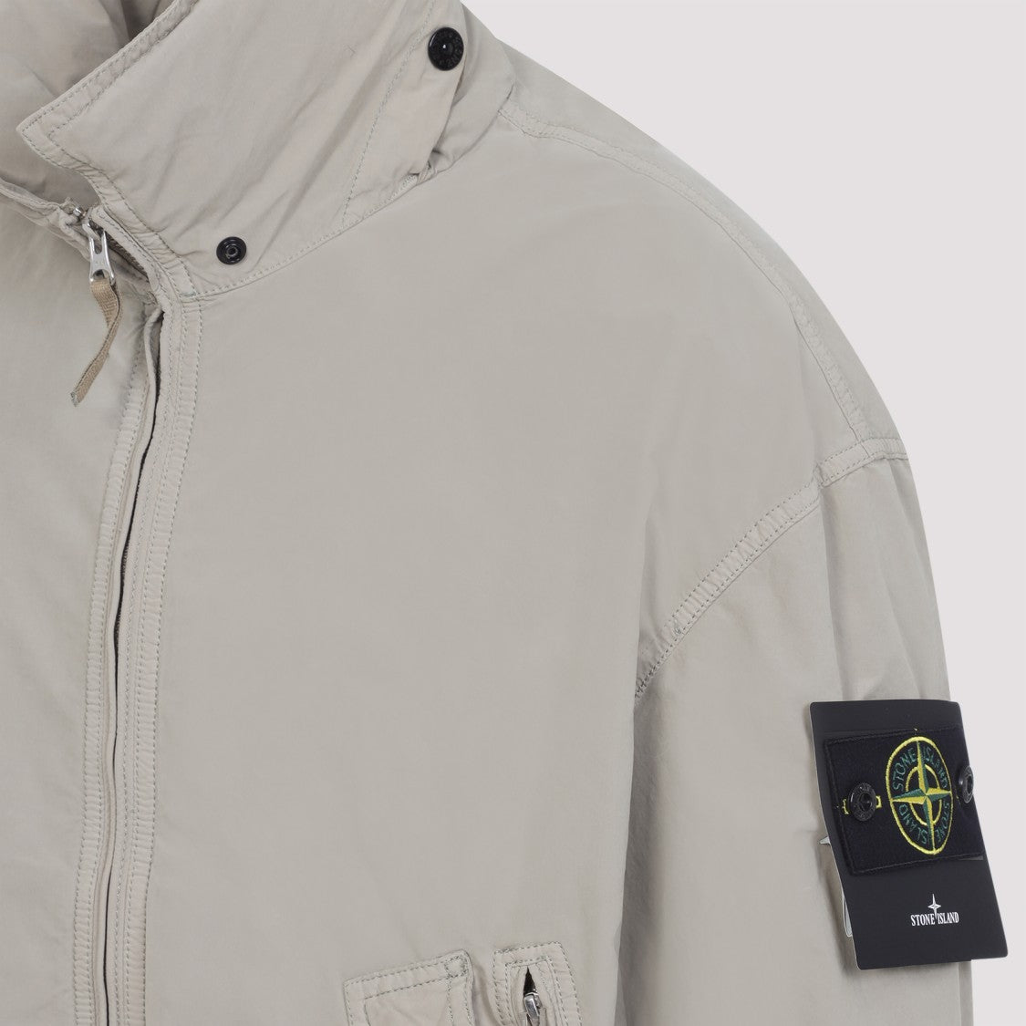 Stone Island Beige Lightweight Polyester Jacket With Hidden Hood