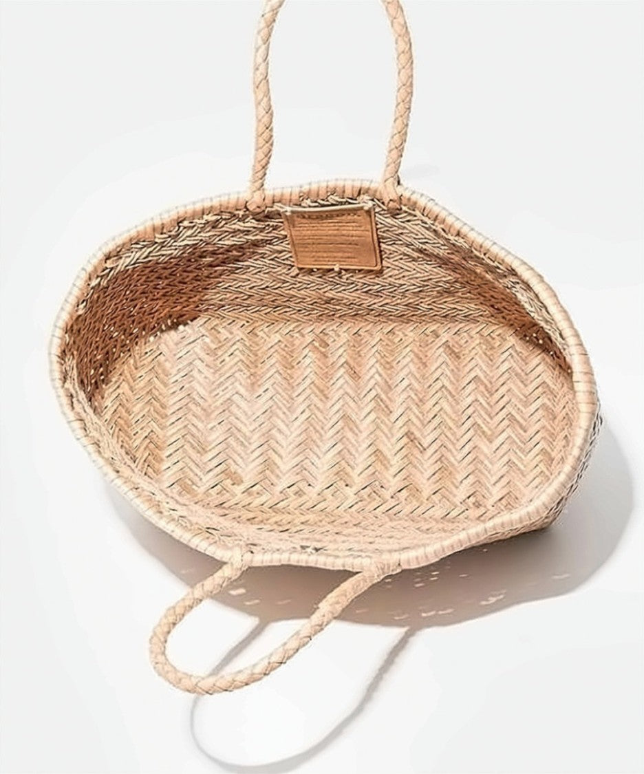 Dragon Diffusion Woven Leather Shoulder Bag With Herringbone Texture