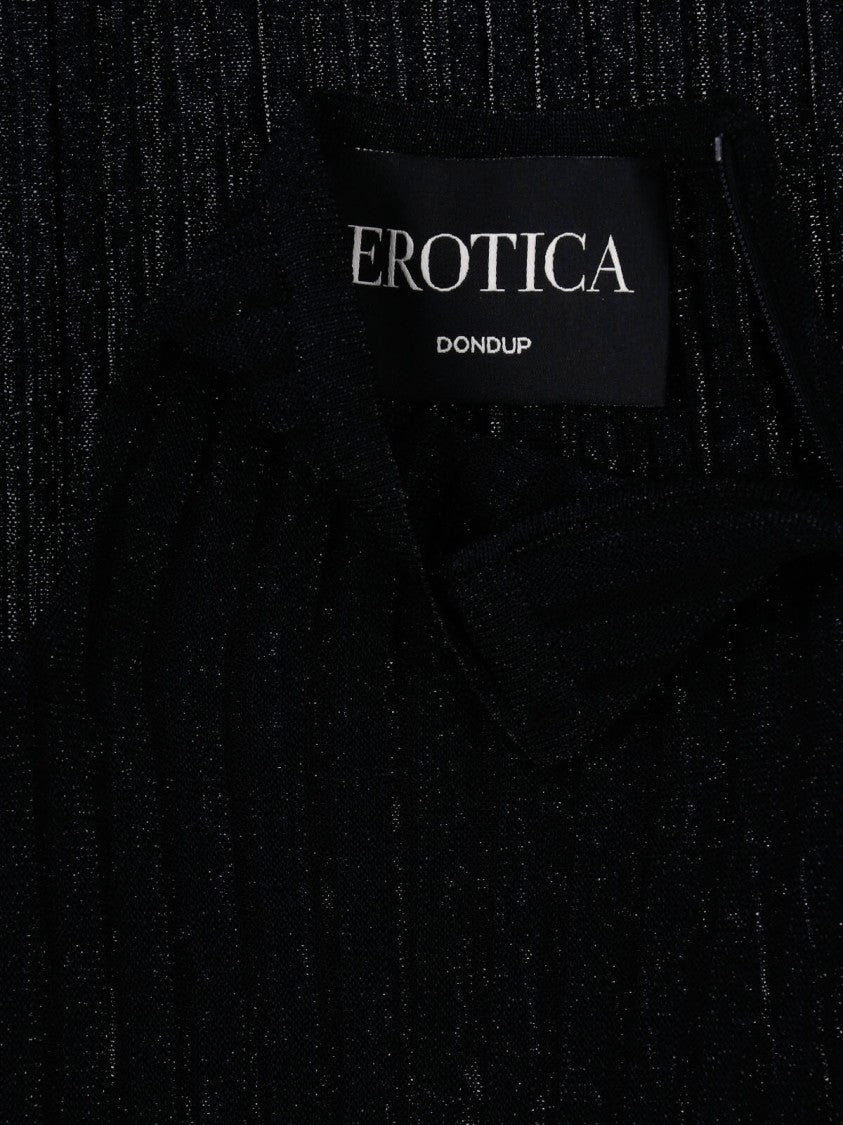 Dondup Black Lurex Knit Turtleneck Mini Dress