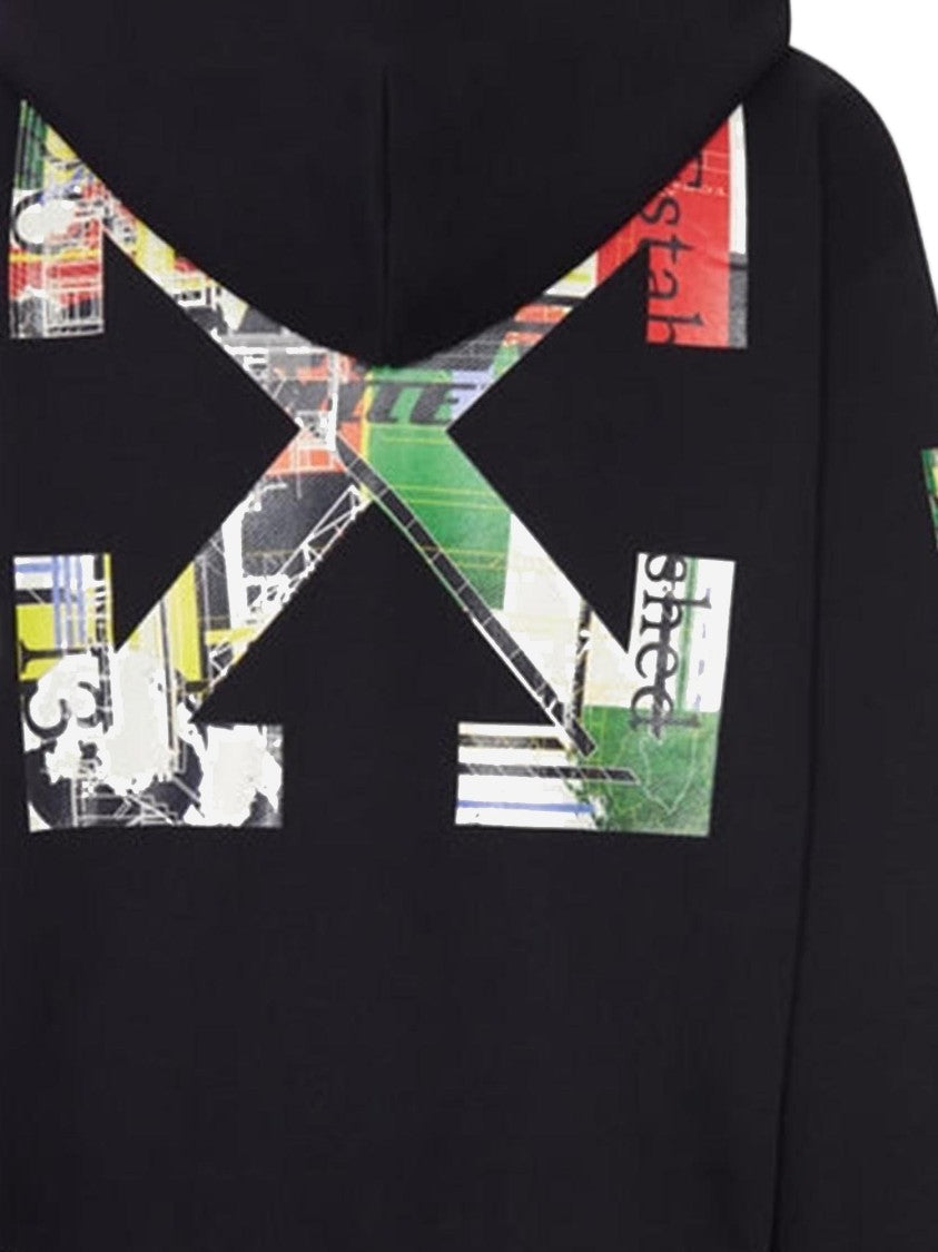 Off-White Cotton Hoodie With Multicolor Logo And Graphic Prints