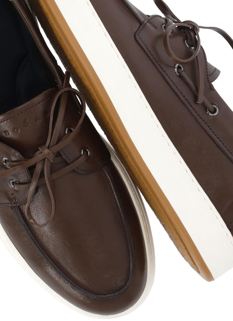 Hogan Brown H-Tv Front Laces Loafers
