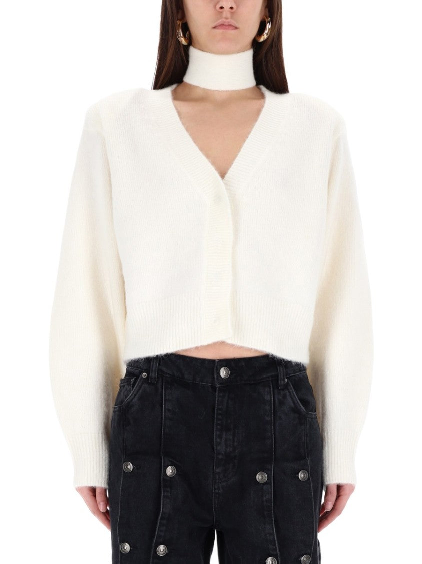Rotate Birger Christensen Cropped Ivory Sweater