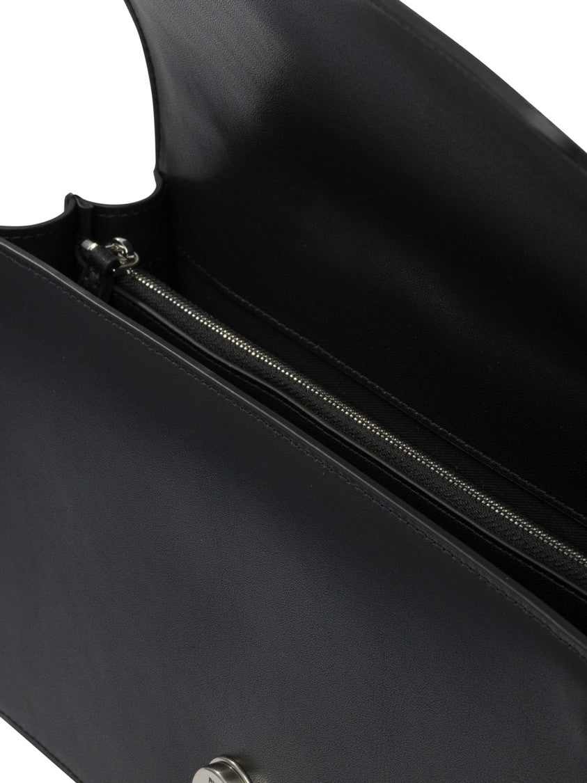 Pinko Rectangular Black Leather Crossbody Bag