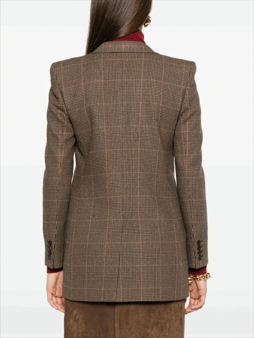 Saint Laurent Tailored Plaid Wool-Blend Blazer