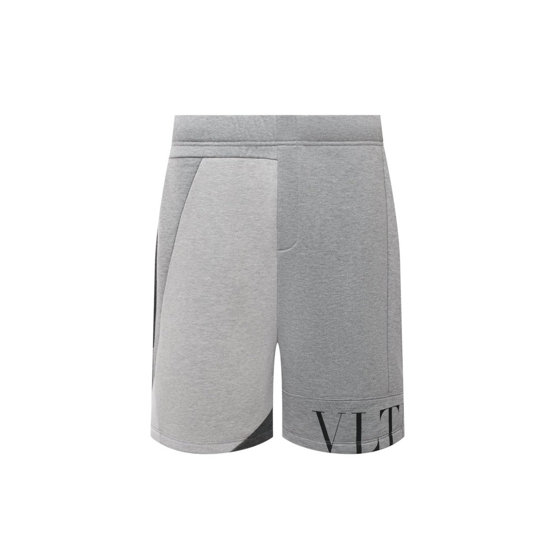 Valentino Patchwork Grey Track Shorts With Logo Detail