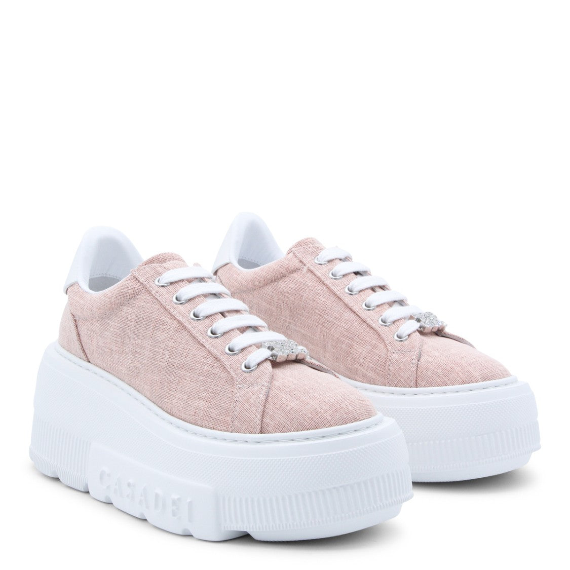 Casadei Textured Pink Nexus Solar Eclipse Sneakers With Rhinestone Detail