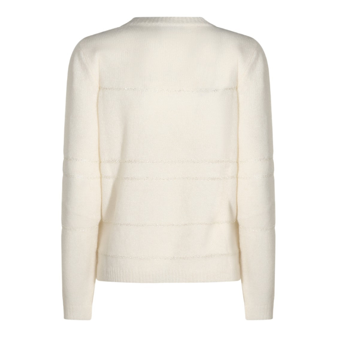 Fabiana Filippi Cream White Textured Crewneck Sweater