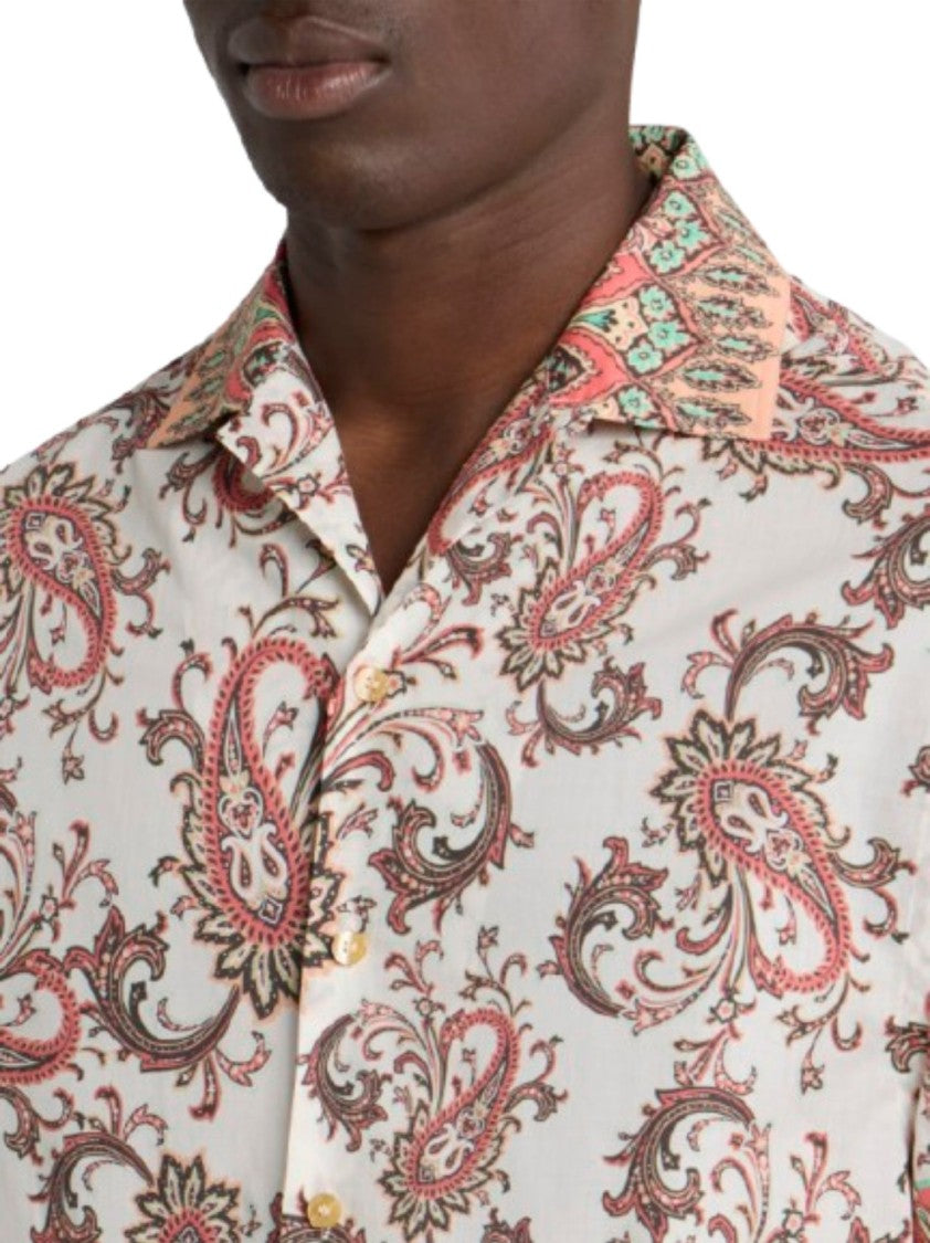 Etro Orange Floral Paisley Shirt