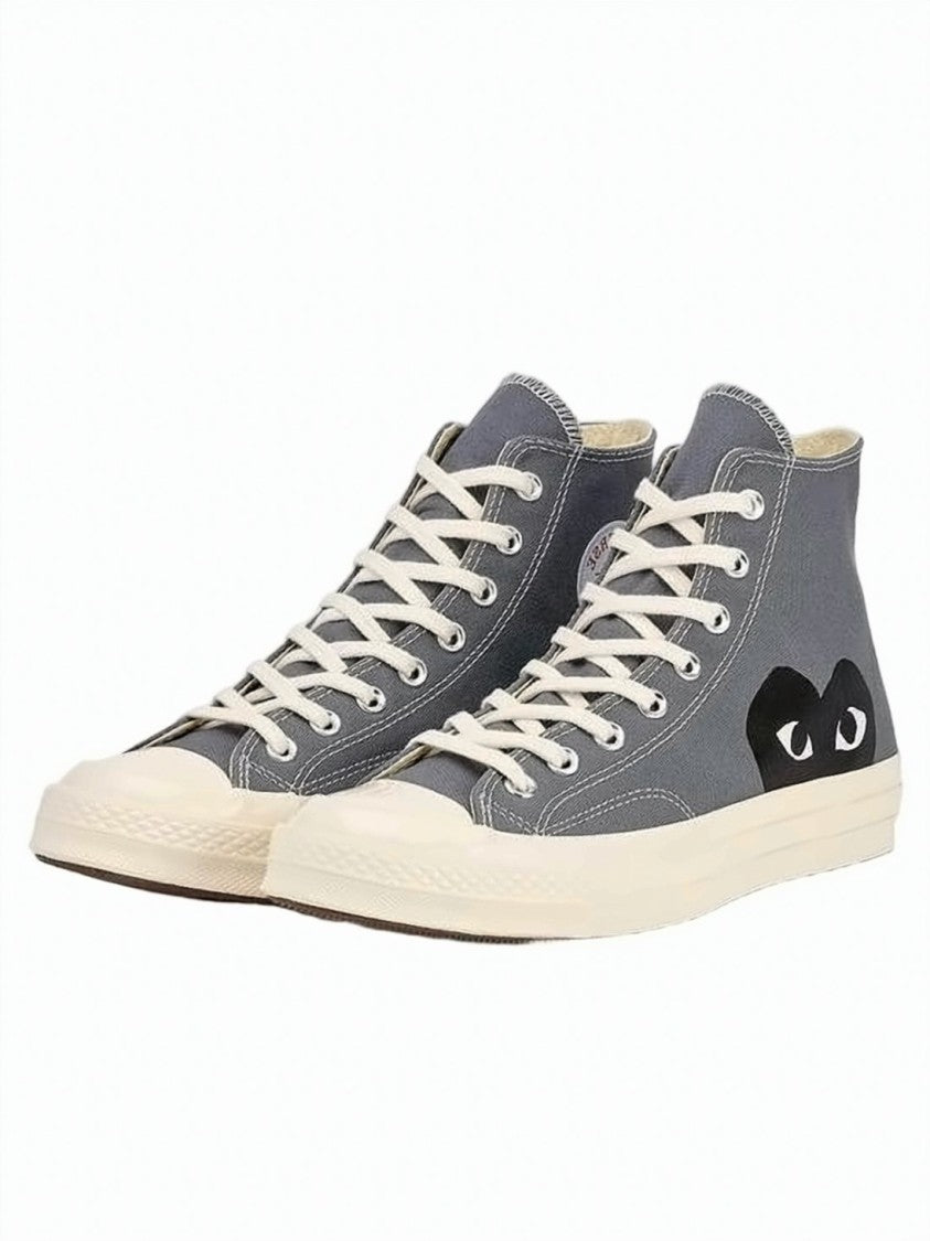 Comme Des Garçons Canvas High-Top Sneakers With Distinctive Heart Graphic