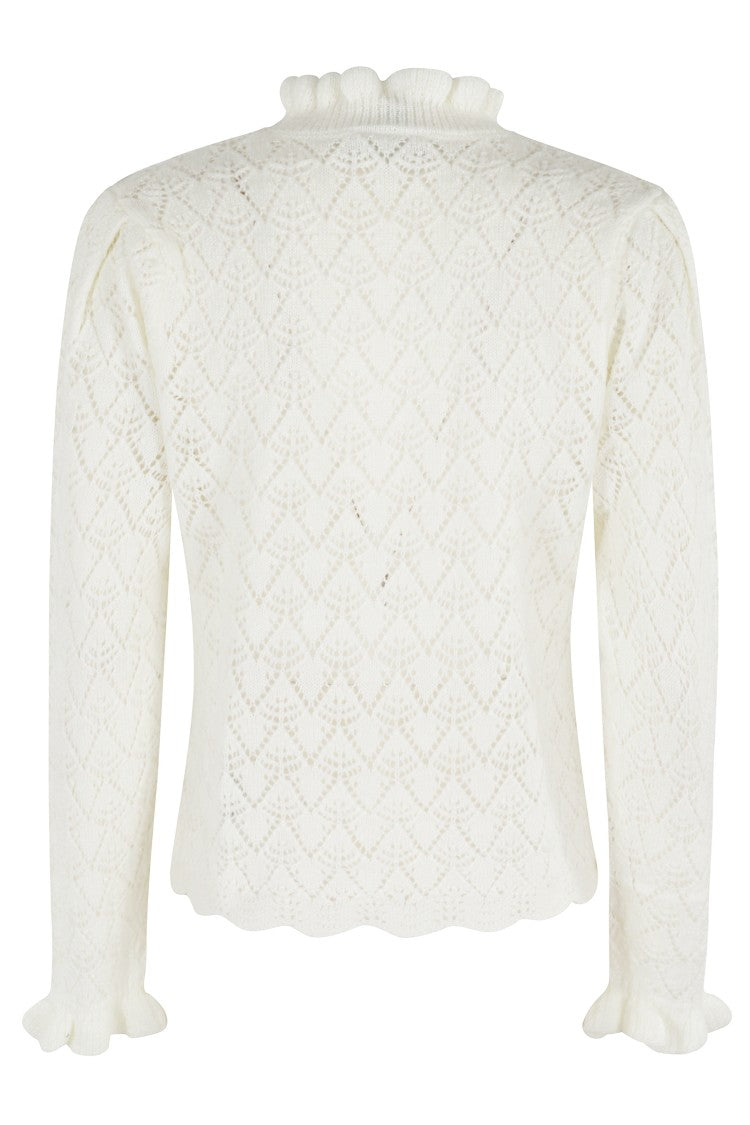 Farm Rio Lace Stitch Blouse With High Neck