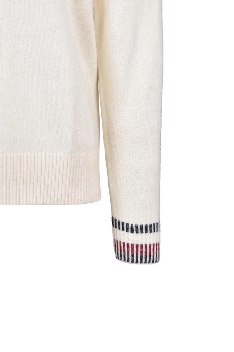 Tommy Hilfiger White V-Neck Wool Pullover