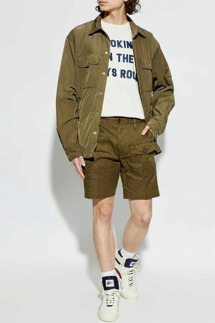 Dsquared2 Utilitarian Olive Shorts With Flap Pocket Design