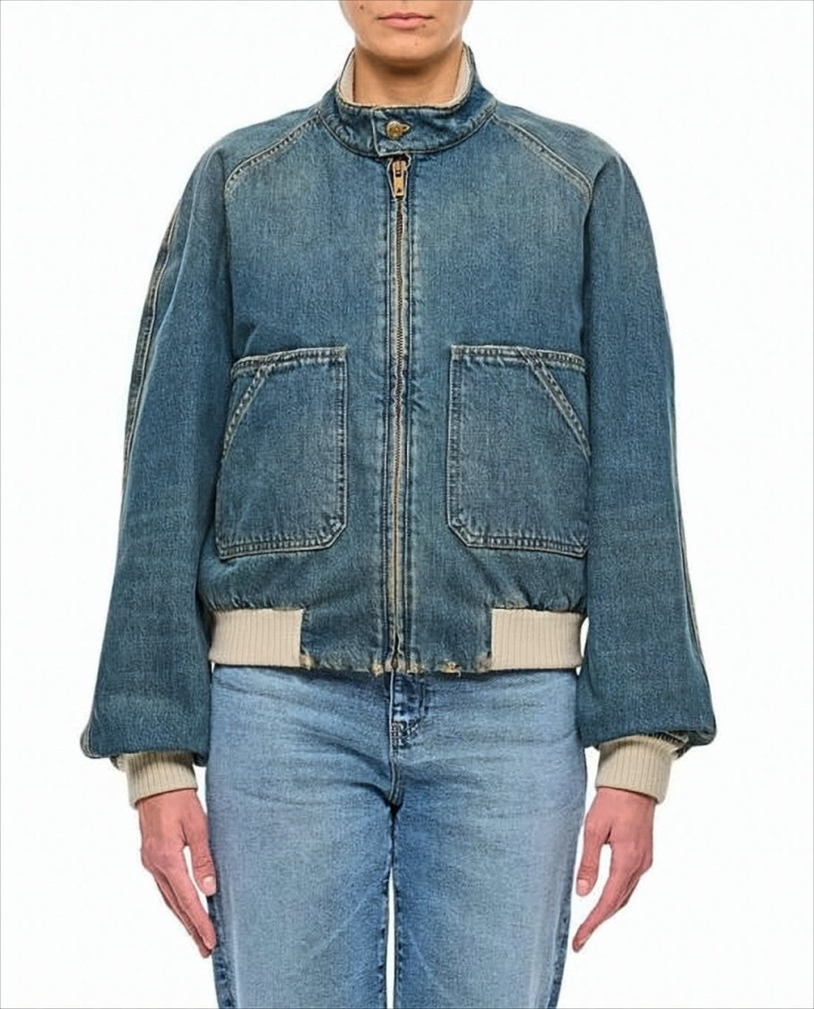 Golden Goose Denim Jacket With Ribbed Knit Cuffs And Relaxed Fit
