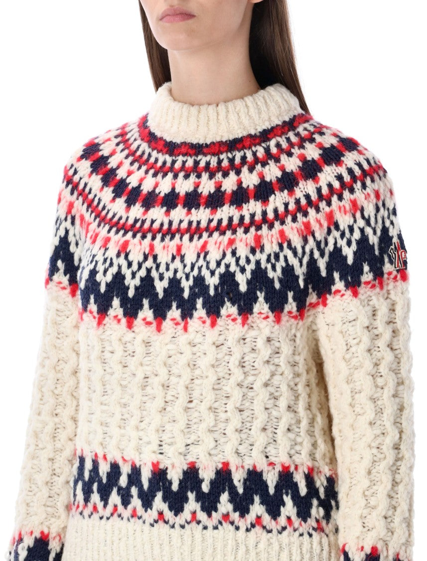 Moncler Grenoble Geometric Jacquard Wool Blend Jumper