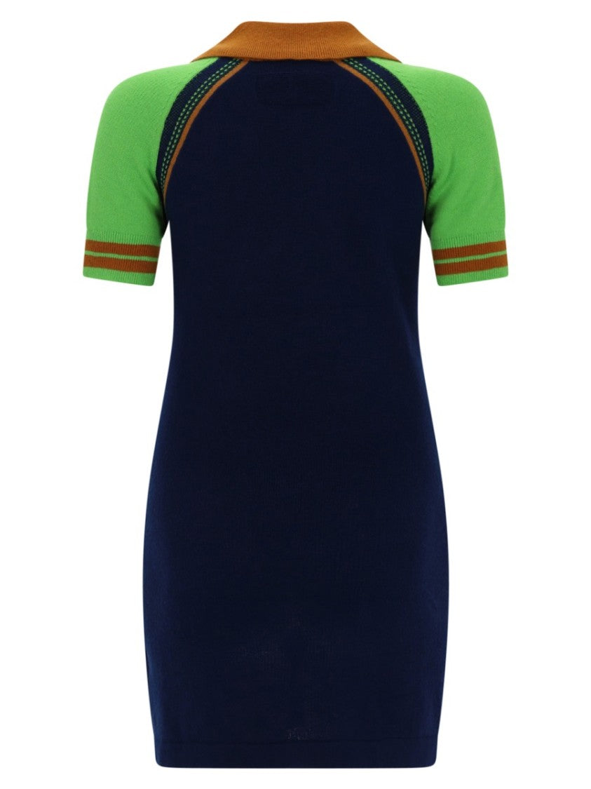 Guest In Residence Navy Green Raglan Sleeves Dress