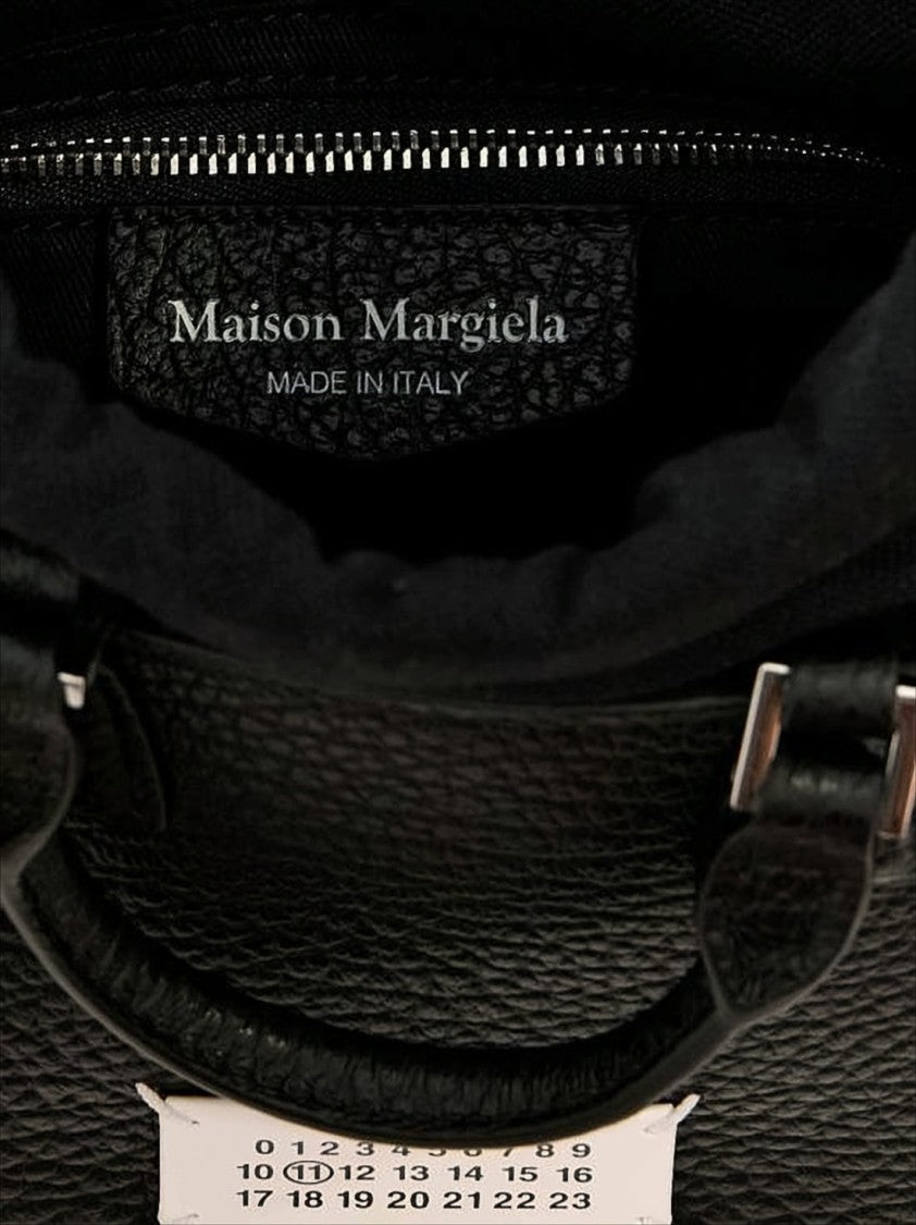 Maison Margiela Textured Calf Leather Tote Bag With Drawstring Closure And Chain Strap