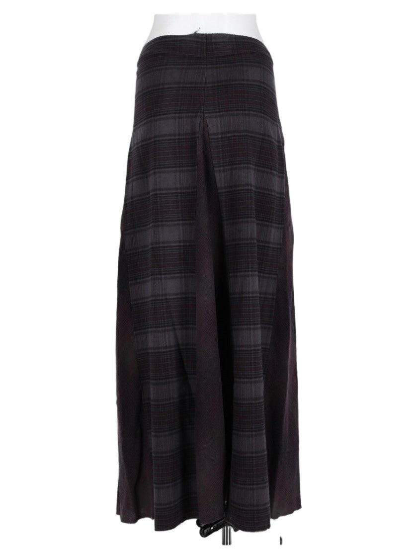 Our Legacy Black Plaid Flared Cotton Midi Skirt