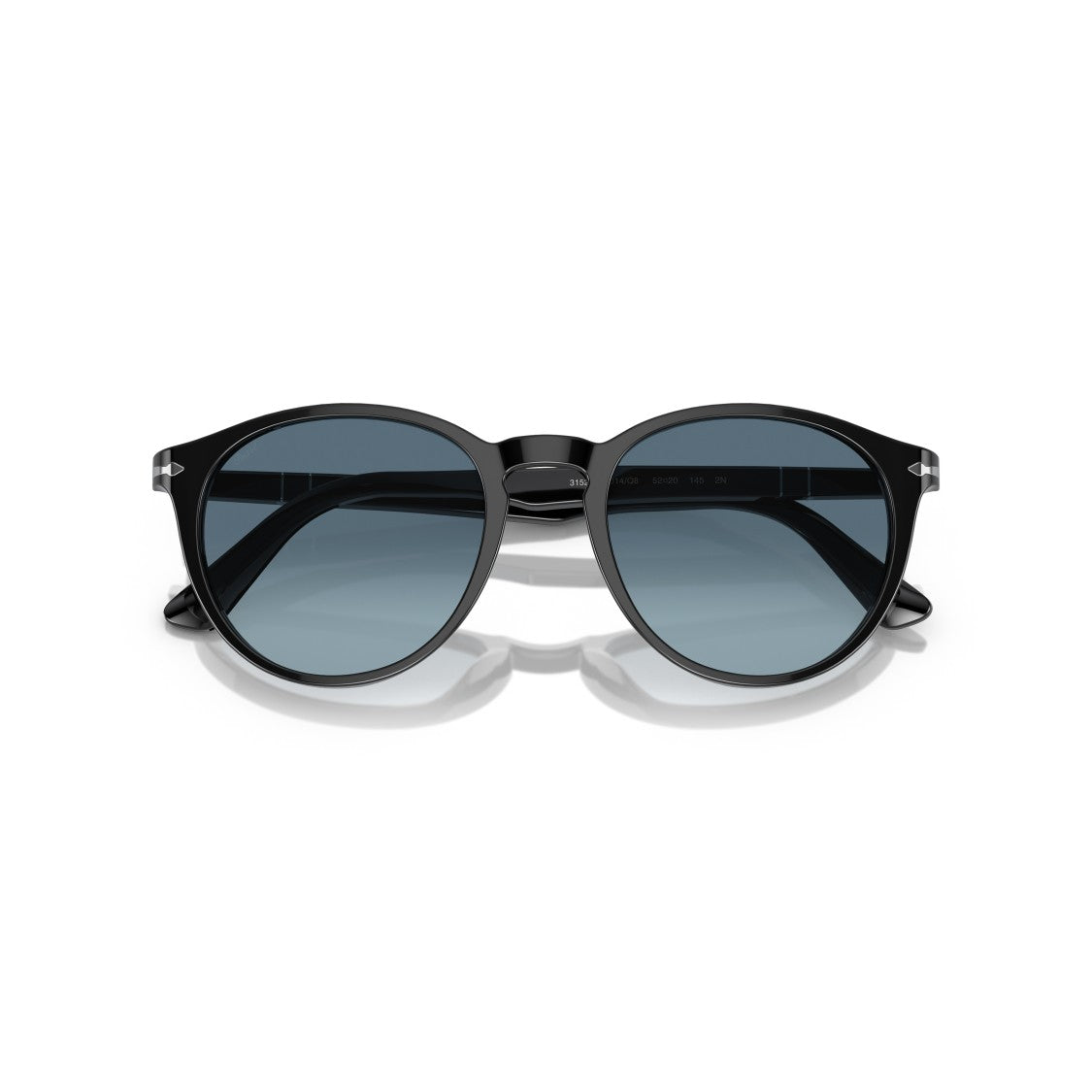 Persol 0Po3152s Rounded Black Acetate Sunglasses With Gradient Blue Lenses