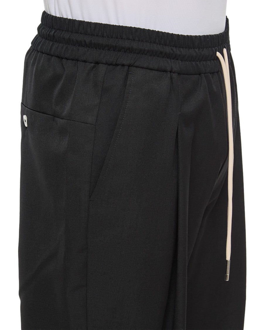 Drôle De Monsieur Black Cropped Elastic Waistband Pants