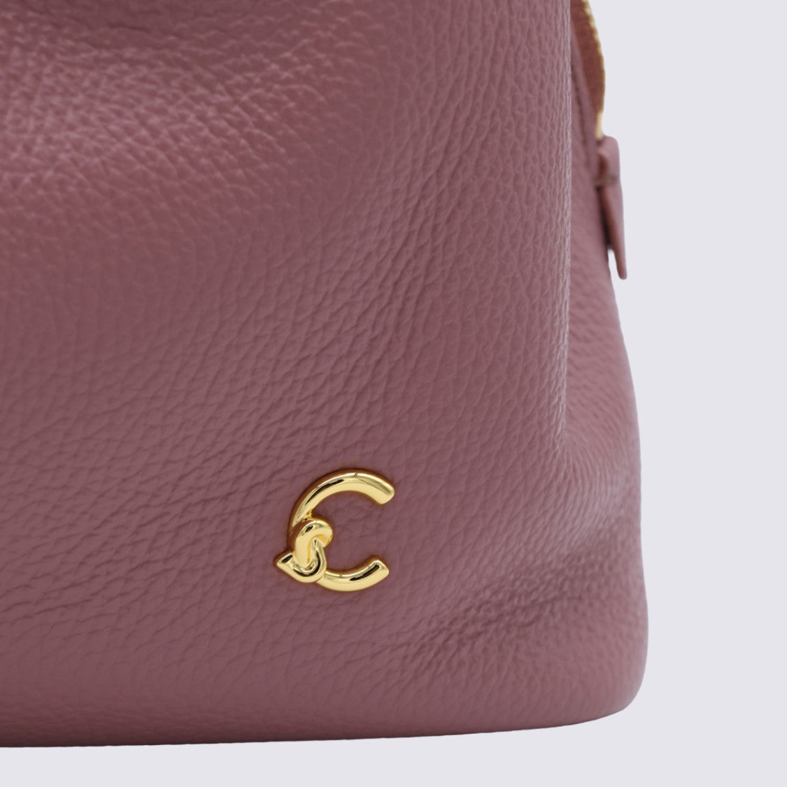 Coccinelle Structured Pebbled Handbag With Gold-Tone Logo Emblem