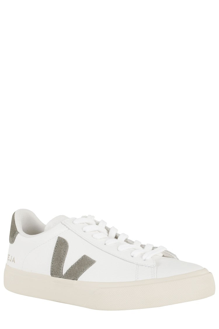 Veja White Campo Suede-Trim Leather Sneakers