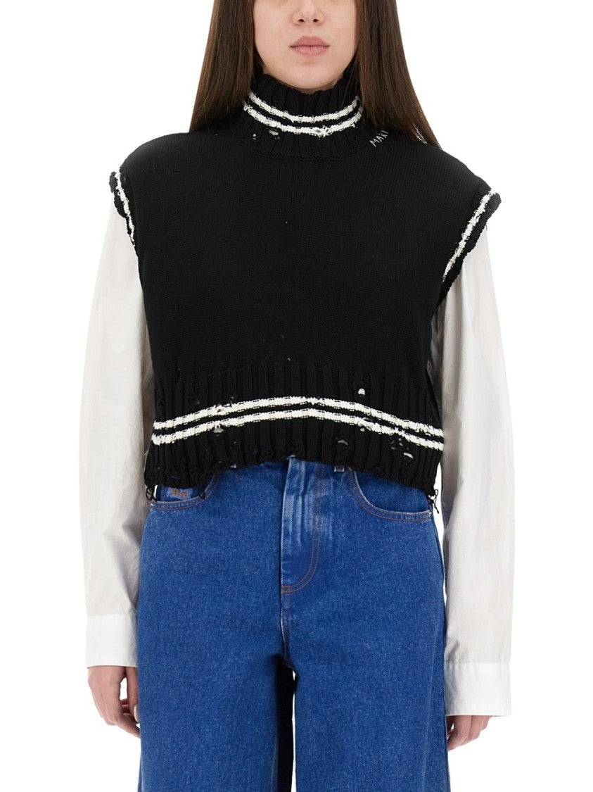 Marni Cropped Cotton Vest With Contemporary Design