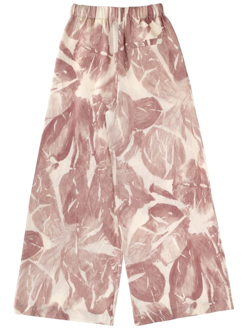 Alysi Dusty Rose Leaf Print Pants