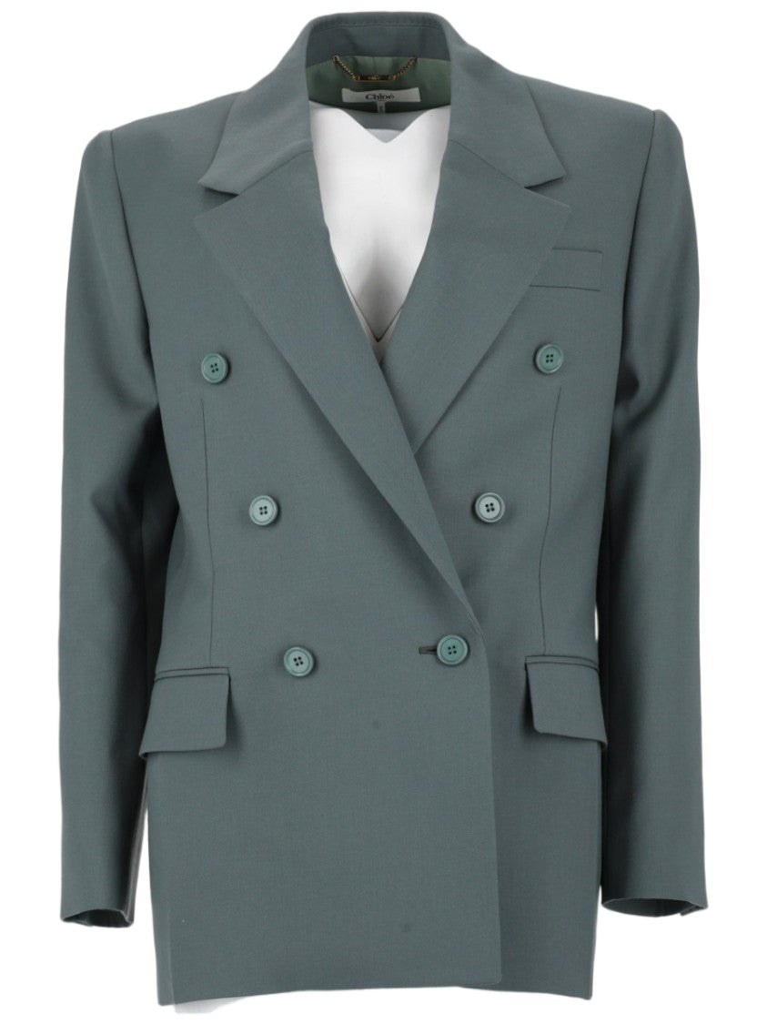 Chloé Double-Breasted Structured Gabardine Jacket