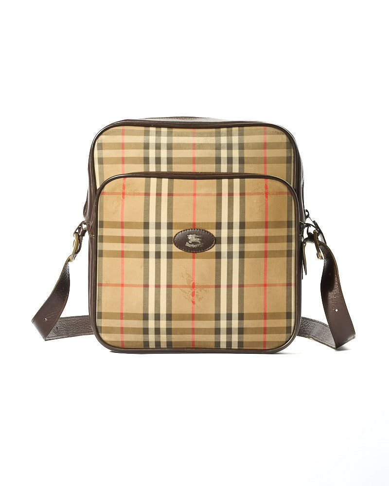 Burberry Vintage Travel Check Shoulder Bag - Brown