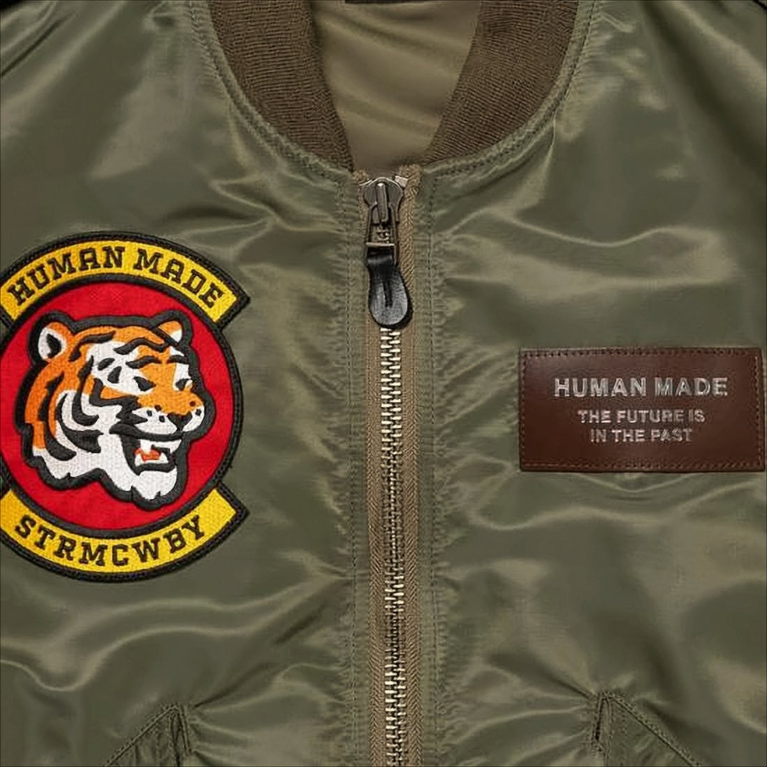 Humanmade Military-Inspired Olive Nylon Bomber Jacket With Utility Features