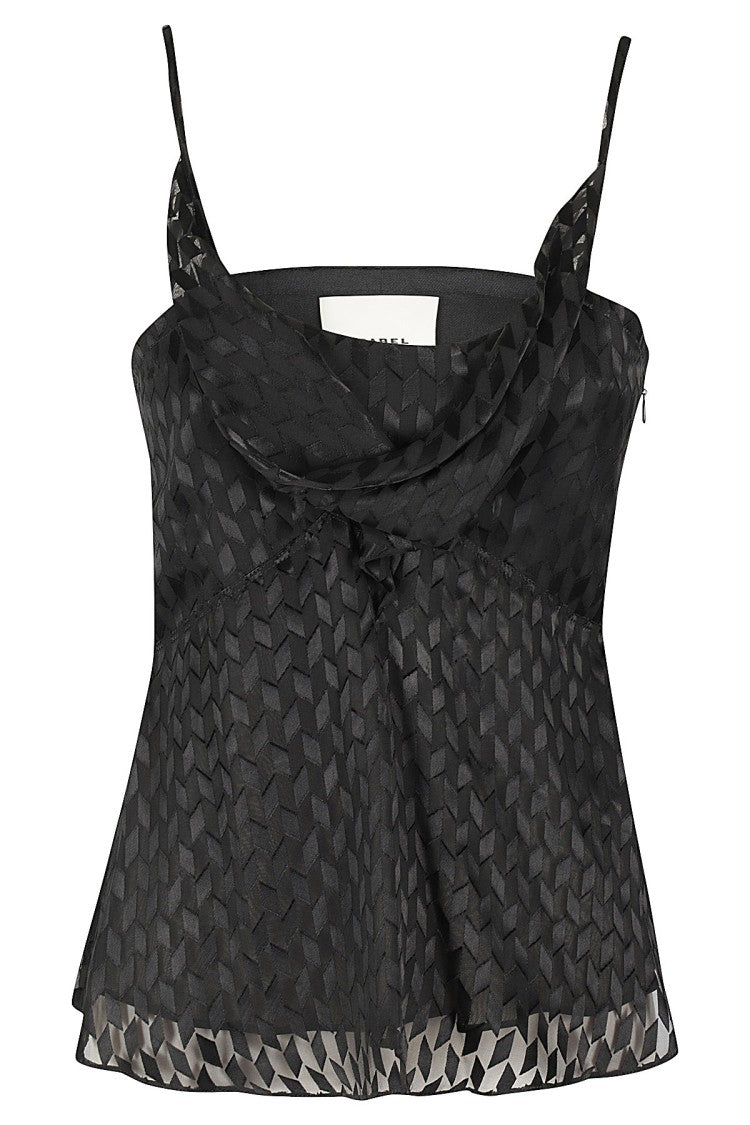 Isabel Marant Kalisia Sheer Geometric-Decorated Top With Puff Neckline