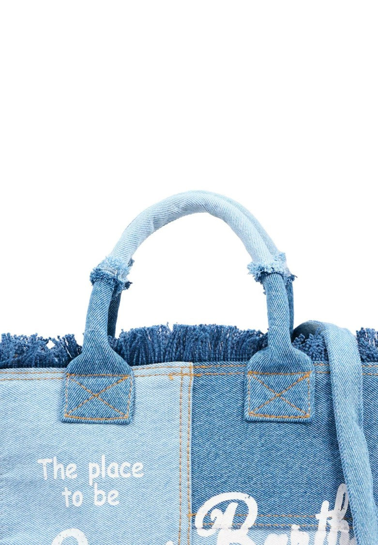 Mc2 Saint Barth Denim Blue Colette Cotton Handbag
