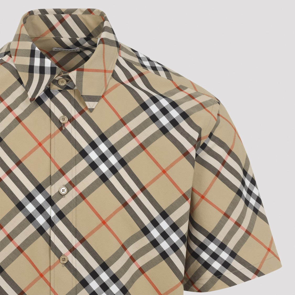 Burberry Short-Sleeved Check Pattern Shirt With Button-Down Front